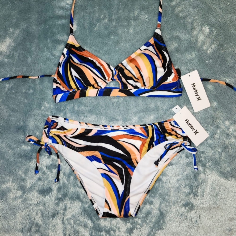 Hurley Sand Dunes moderate coverage multi color 2 piece bikini size M NWT